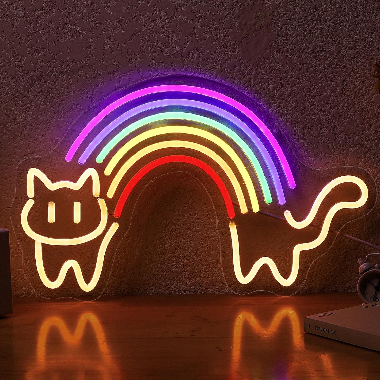 Baby Nursery Wall Lights - Arco-íris gato sinal de néon gato