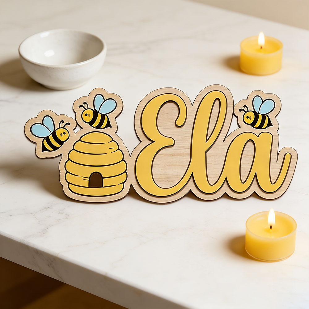 Baby Nursery Decor Girl - Placa de Madeira Personalizada com Nome